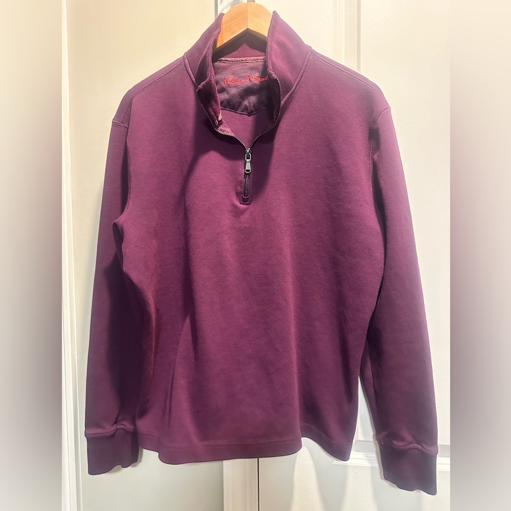 Robert Graham Size Large Purple Pullover 1/4 Zip Classic Fit Sweatshirt